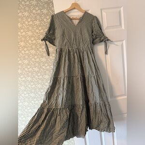 Brass & Roe The Claire Tie Sleeve Gingham Dress